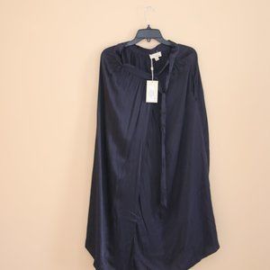 The Korner Navy Solid Satin long skirt